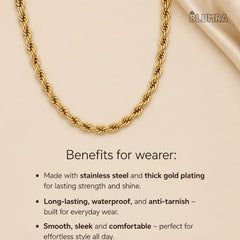 Gold Plated Rope Chain For Men | Blumra
