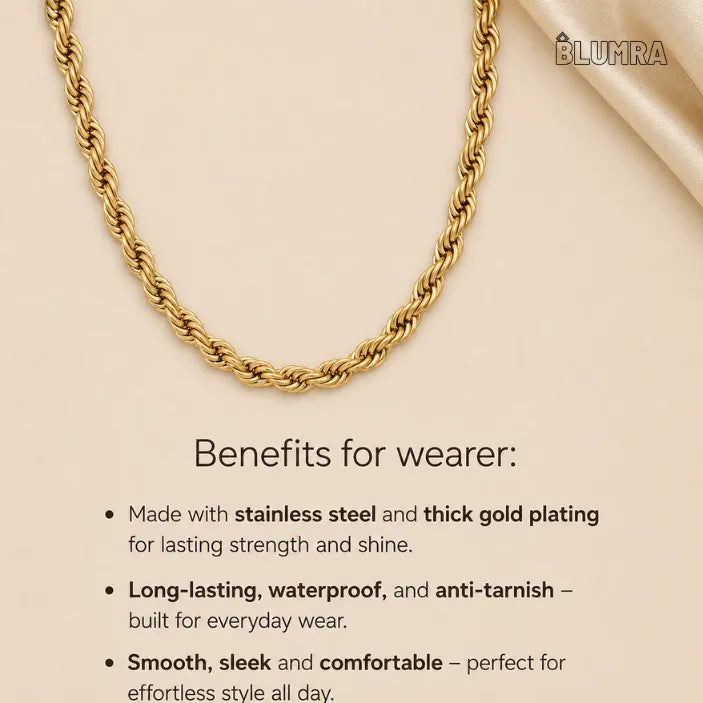 Gold Plated Rope Chain For Men | Blumra