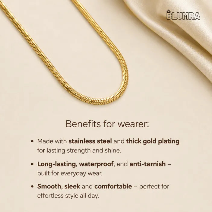 Gold Plated Snake Chain For Men | Blumra