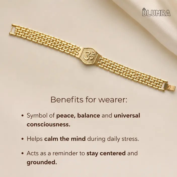 Premium Om Gold Bracelet For Men | Blumra