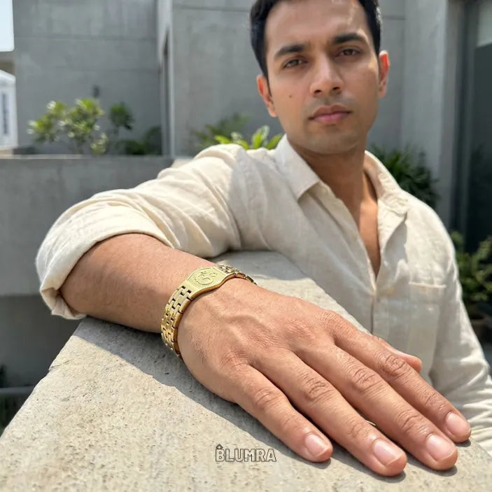 Premium Om Gold Bracelet For Men | Blumra