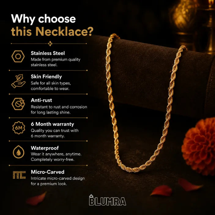 Gold Plated Rope Chain For Men | Blumra