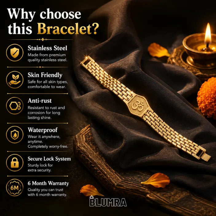Premium Om Gold Bracelet For Men | Blumra