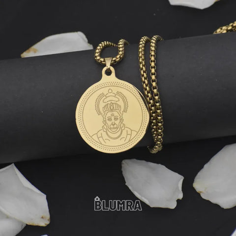 Hanuman Gold Plated Pendant Chain For Men (24 Inch)