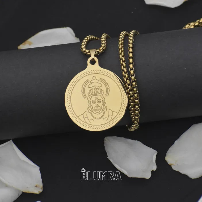 Hanuman Gold Plated Pendant Chain For Men (24 Inch)