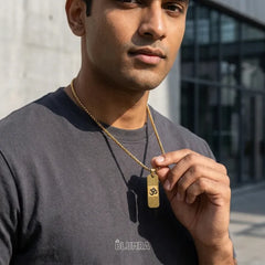 Om Pendant Dotted Design Gold Chain For Men | Blumra
