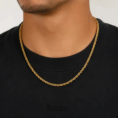 Gold Plated Rope Chain For Men (21.5 Inch)