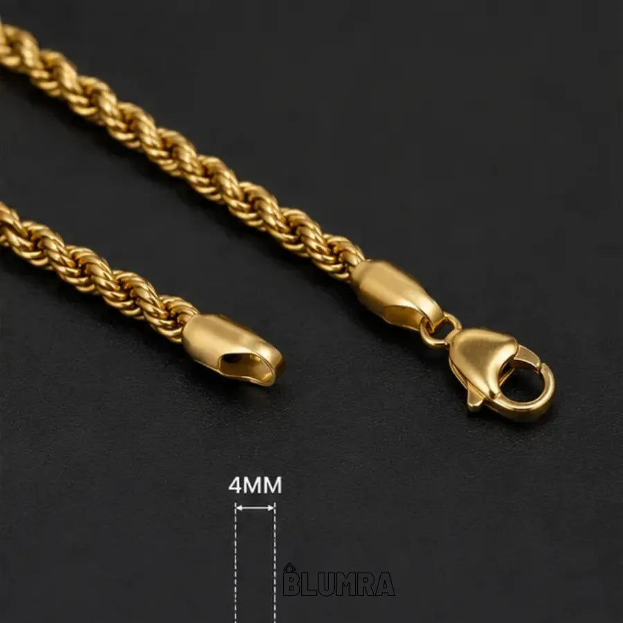 Gold Plated Rope Chain For Men (21.5 Inch)