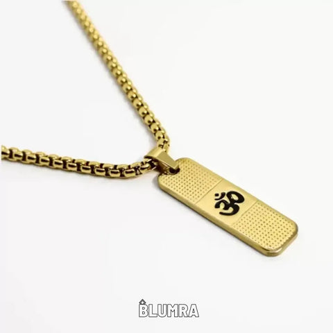 Om Pendant Dotted Design Gold Chain For Men (24 Inch)
