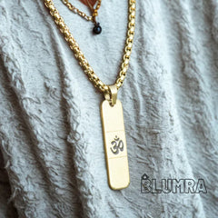 Om Pendant Dotted Design Gold Chain For Men (24 Inch)