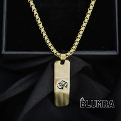 Om Pendant Dotted Design Gold Chain For Men (24 Inch)