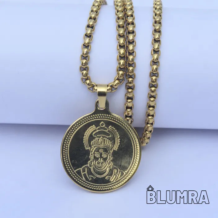 Hanuman Gold Plated Pendant Chain For Men (24 Inch)