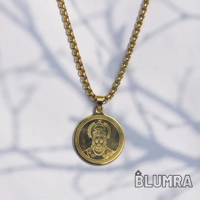 Hanuman Gold Plated Pendant Chain For Men (24 Inch)