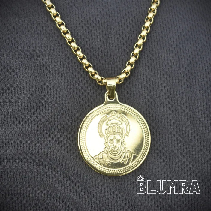 Hanuman Gold Plated Pendant Chain For Men (24 Inch)